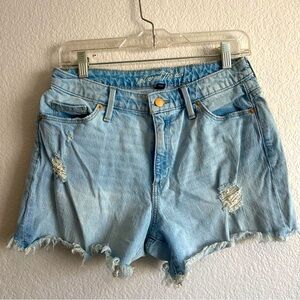 Like New Light wash denim distressed shorts